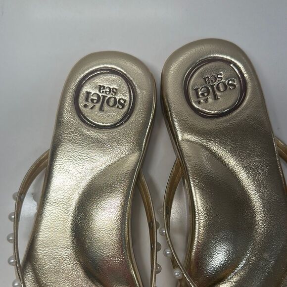 NWOT Soléi Sea Gold Pearl-Embellished INDIE SOLID METALLIC GOLD WITH PEARLS - Picture 13 of 13